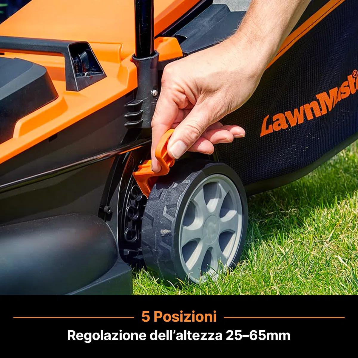 LawnMaster CLM2432K - Tosaerba a batteria 24 V, 32 cm, larghezza di taglio 150 m², altezza di taglio 25-65 mm, batteria da 4,0 Ah + caricatore