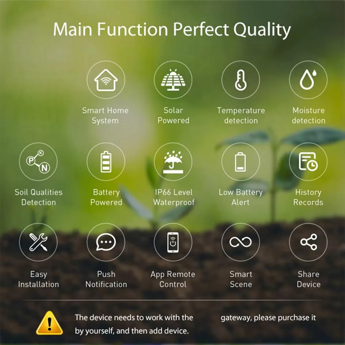 2X Sensore Solare per Terreno Tuya Smart Zigbee per Misurazione Della Temperatura e 'Umidità del Giardinaggio Controllo APP Termometro Digitale per Terreno