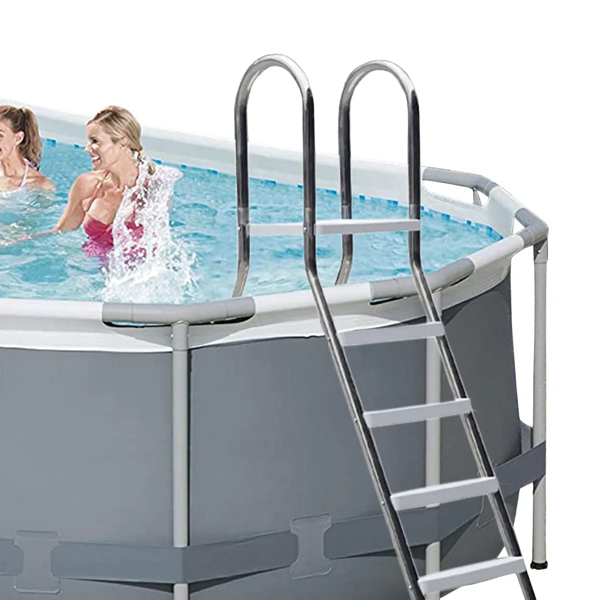 BOTOWI Scaletta per Piscina a 2/3/4 gradini per Nuoto Fuori Terra, Telaio in Acciaio Inossidabile per impieghi gravosi Scala per Piscina Fuori Terra con gradini della Piattaforma Antiscivolo,52in
