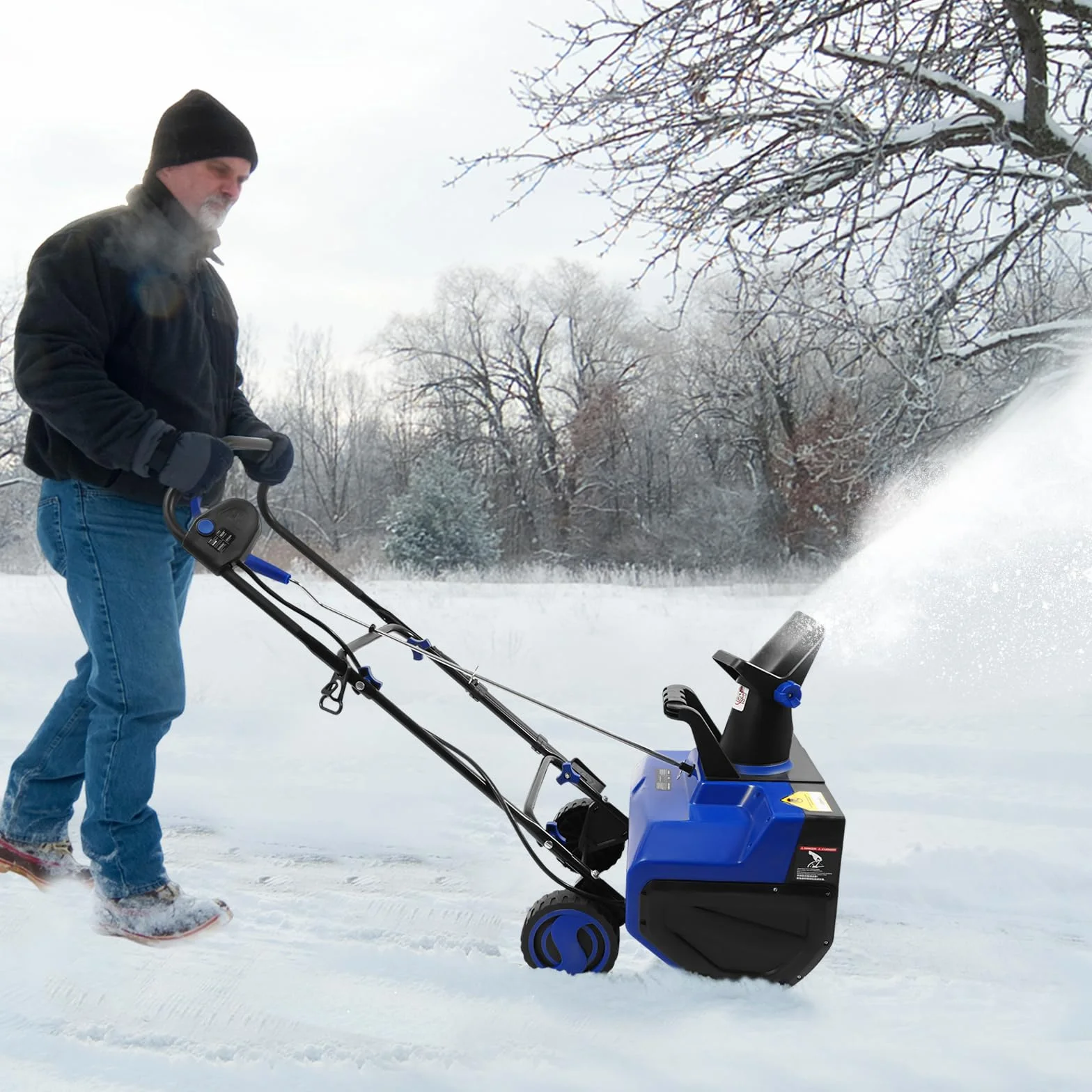 Spazzaneve elettrico per giardino, pulizia invernale, 1800 W, 3500 giri/min, 32 cm, larghezza 8 m, distanza di lancio, adatto per strade, giardini e parchi giochi (2400 W)