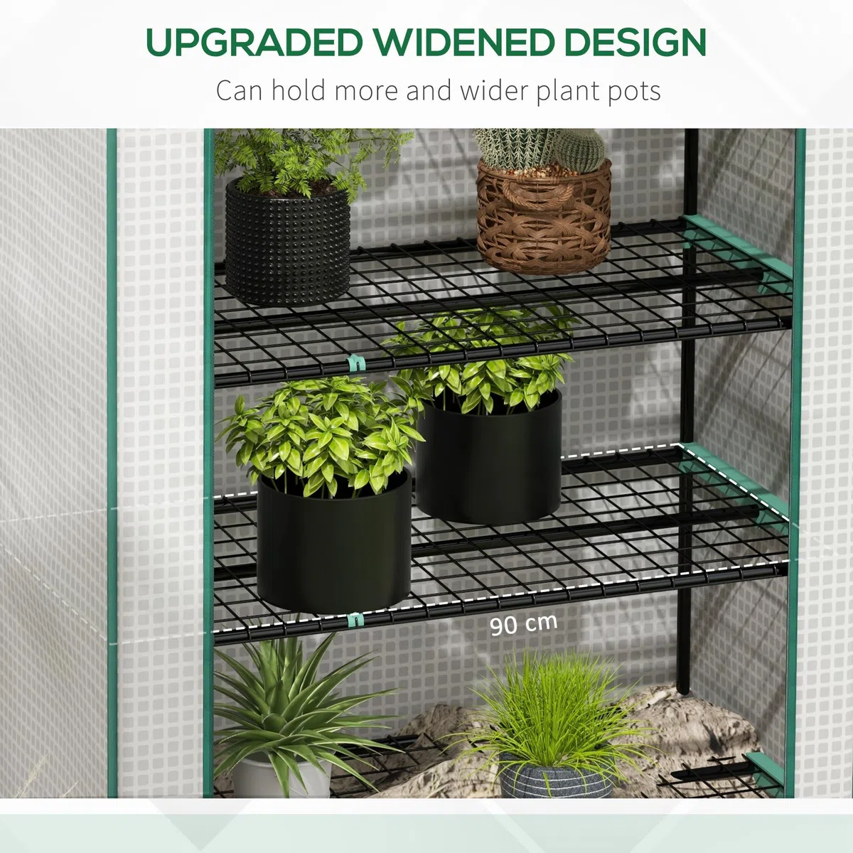 Outsunny Serra da giardino per balcone 5 livelli con 1 porta avvolgibile, telaio in acciaio e telo PE rinforzato per impieghi gravosi dim. 90L x 49W x 193H cm