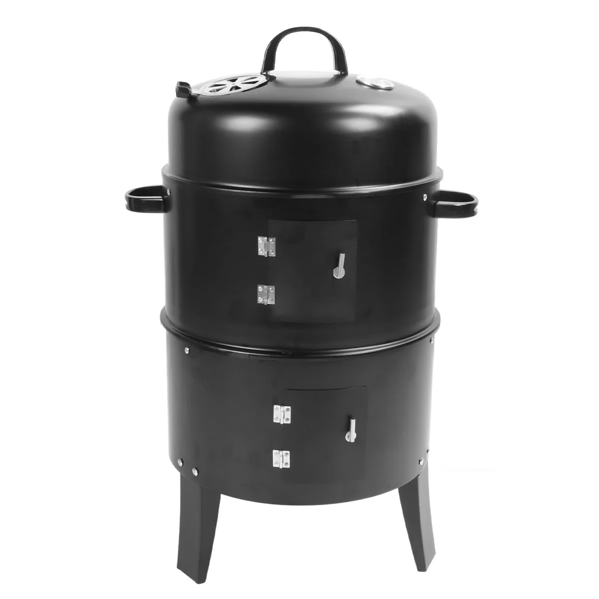 3 in 1 Fumatore Verticale e Grill Barbecue con Termometri per Famiglie All'aperto