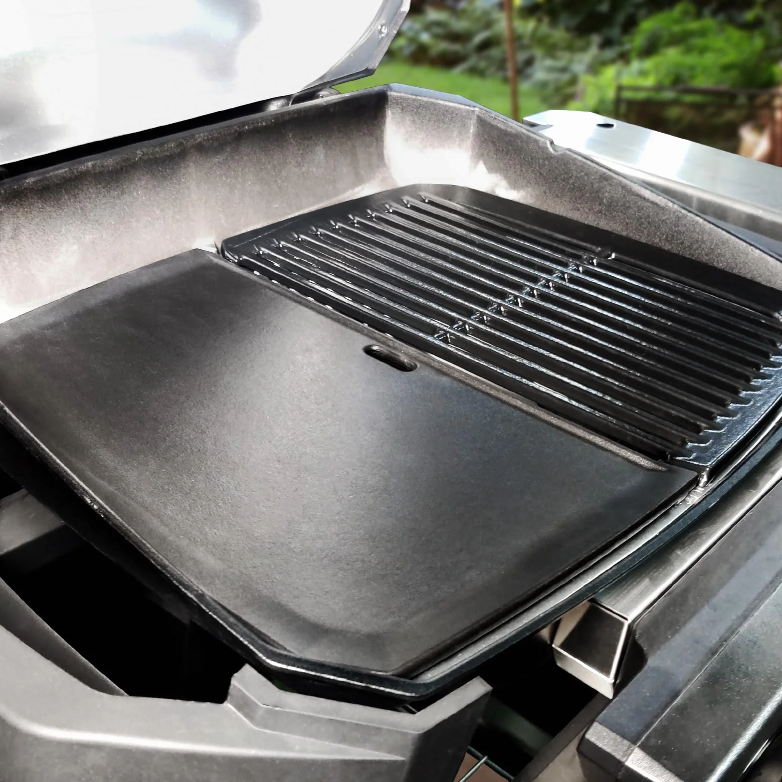 Denmay Piastra in ghisa 38,6 x 24,6 cm per barbecue a gas Weber Pulse 2000, padella Plancha di ricambio per Weber Pulse 2000, accessori in ghisa