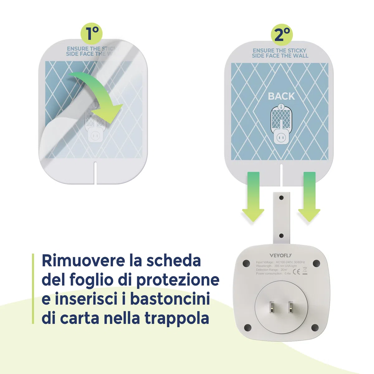 VEYOFLY Ricariche per Trappola Insetti Volanti, Cattura Insetti, Trappola Mosche da Interno, Casa Sicura, Trappole per Moscerini da Interno, Uccisore di Zanzare, Uccisore di Insetti (Pacco da 10)