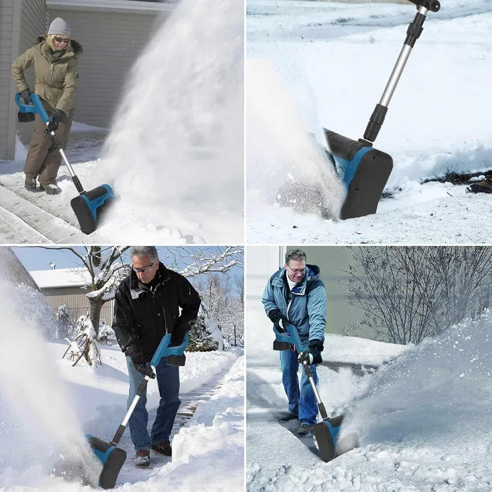 Spazzaneve senza fili con design pieghevole, due batterie incluse, altezza massima della neve 20 cm, distanza di lancio 8 m, ideale per tutti i tipi di strada