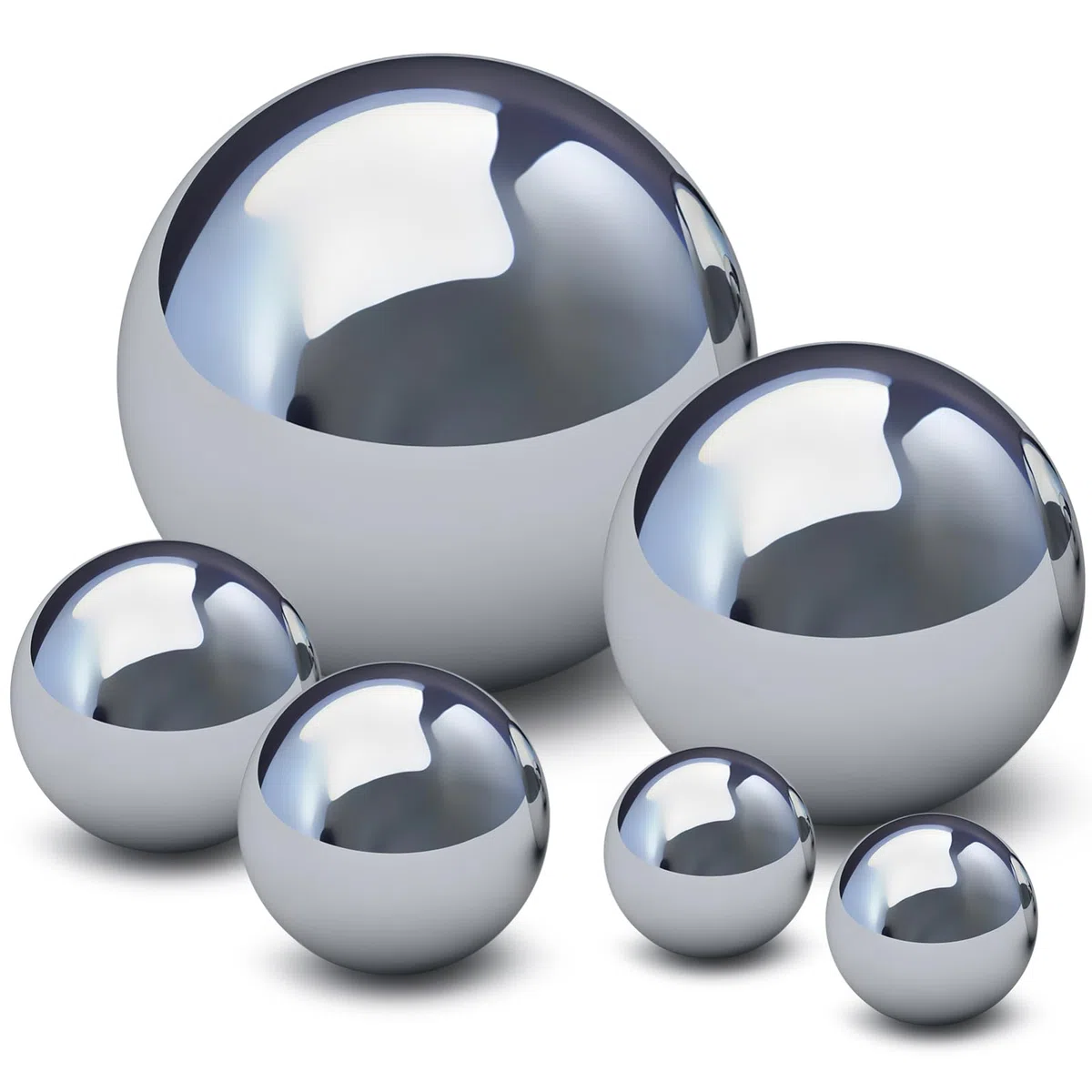 BESPORTBLE 6 sfere per giardino, in acciaio inox lucidato a specchio, sfere riflettenti, ornamenti decorativi per esterni, argento, 15 cm, 10 cm, 8 cm, 5 cm