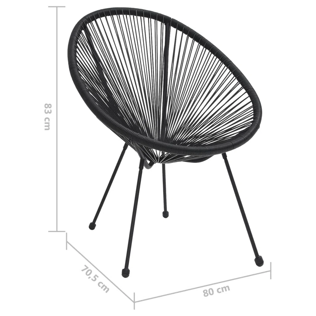 BERARDI | Sedia lounge EGG acapulco da interno ed esterno, design ergonomico in polyrattan nero e struttura in acciaio impermeabile e resistente, Colore nero, Nuova edizione