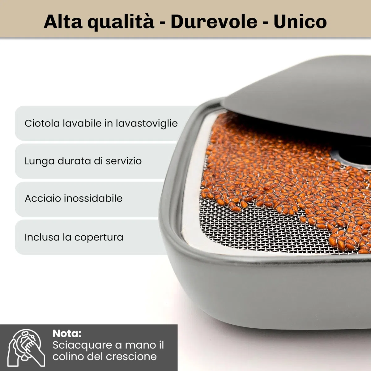 Otaro Germogliatore con Semi di crescione | Microgreens | Idroponica Kit Completo - Pronto all’Uso | Germogliatore per Semi | Semenzaio Elegante | (Grigio - Set Premium in Ceramica)