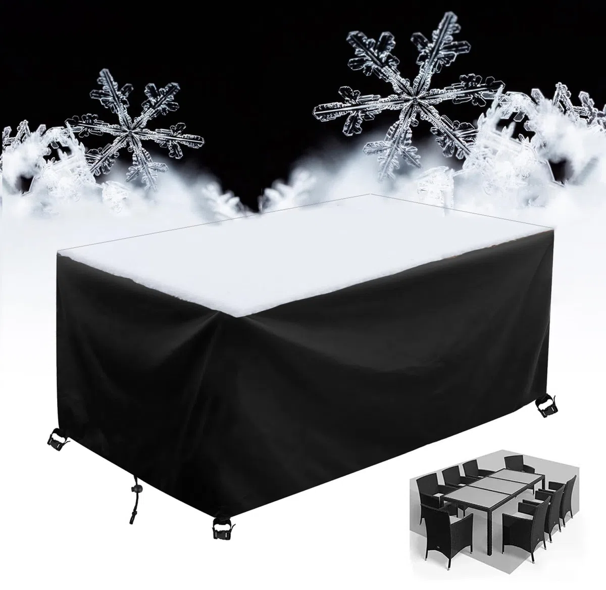Copertura Tavolo Esterno Impermeabile 180x150x55cm/LxWxH Copri Tavolo da Esterno Impermeabile Telo Copri Tavolo Esterno Impermeabile Tavoli e Sedie da Cortile Raggi UV Copertura Mobili Giardino-Nero