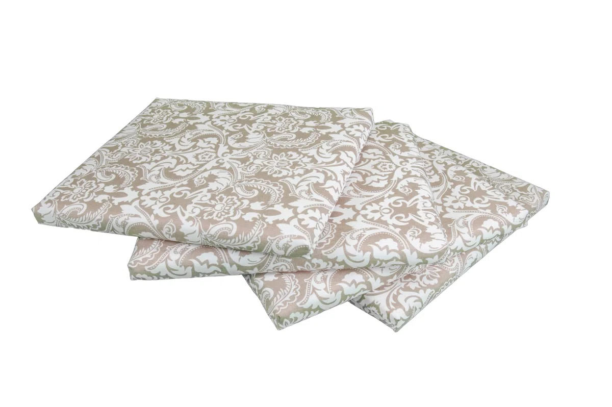 GHIOCUSCINI | Set di 4 Cuscini da Esterno per Salottino in Rattan, Fantasia DAMASCO, Tessuto Cotone/Poliestere, Sfoderabile, 58 x 51 cm, Alto 5 cm, Made in Italy
