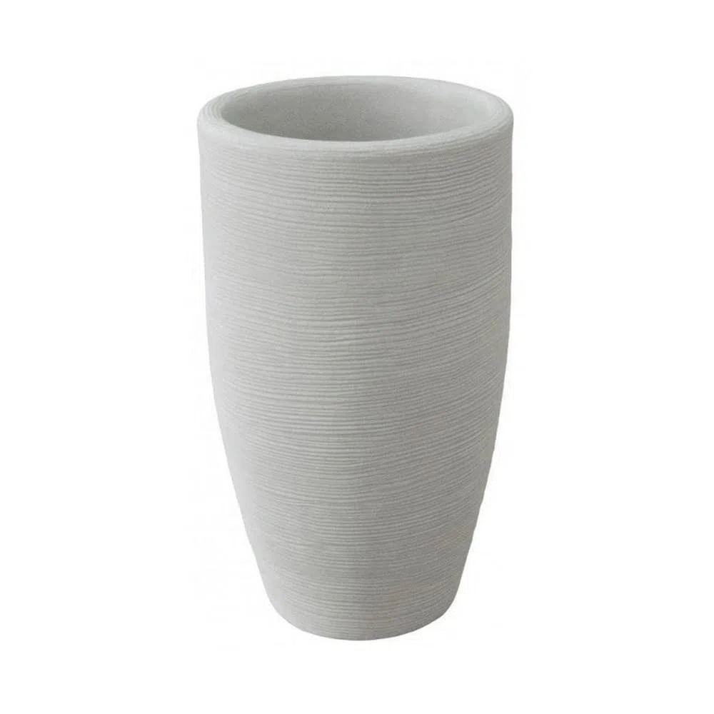 vasar Vaso Alto Shabby Tronco Conico Rigato da 70cm (Bianco Perla)