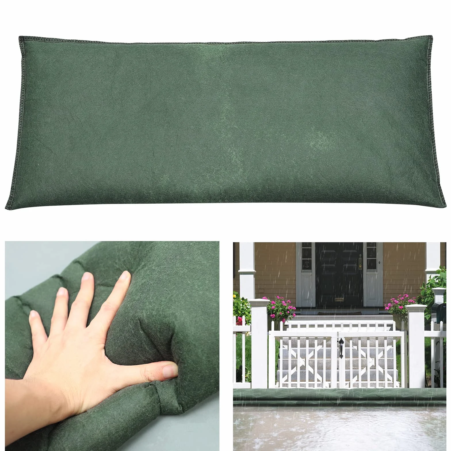 Barriere Antiallagamento Attivate Dall'acqua, Barriere Antiallagamento Assorbenti L'acqua Convenienti, Barriera Antiallagamento Riutilizzabile Senza Sabbia in Tessuto Non Tessuto,(2 pezzi/25 x 150 cm)