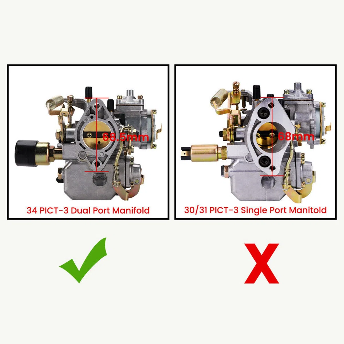 Carburatore elettrico 113129031K Carburatore Choke compatibile con VW Beetles 1971-1979 Dual Port 1600cc 12V Carburatore di ricambio 34 Pict-3 98-1289-B