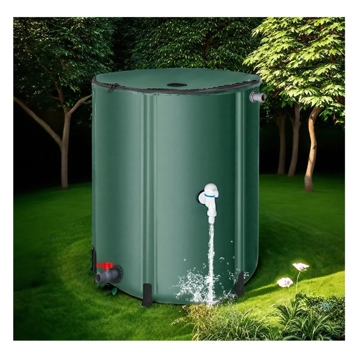 serbatoio per l'acqua piovana, Tessuto ispessito, filtrazione a rete, struttura stabile e durevole, adatto a molteplici scenari(Green,1000L)