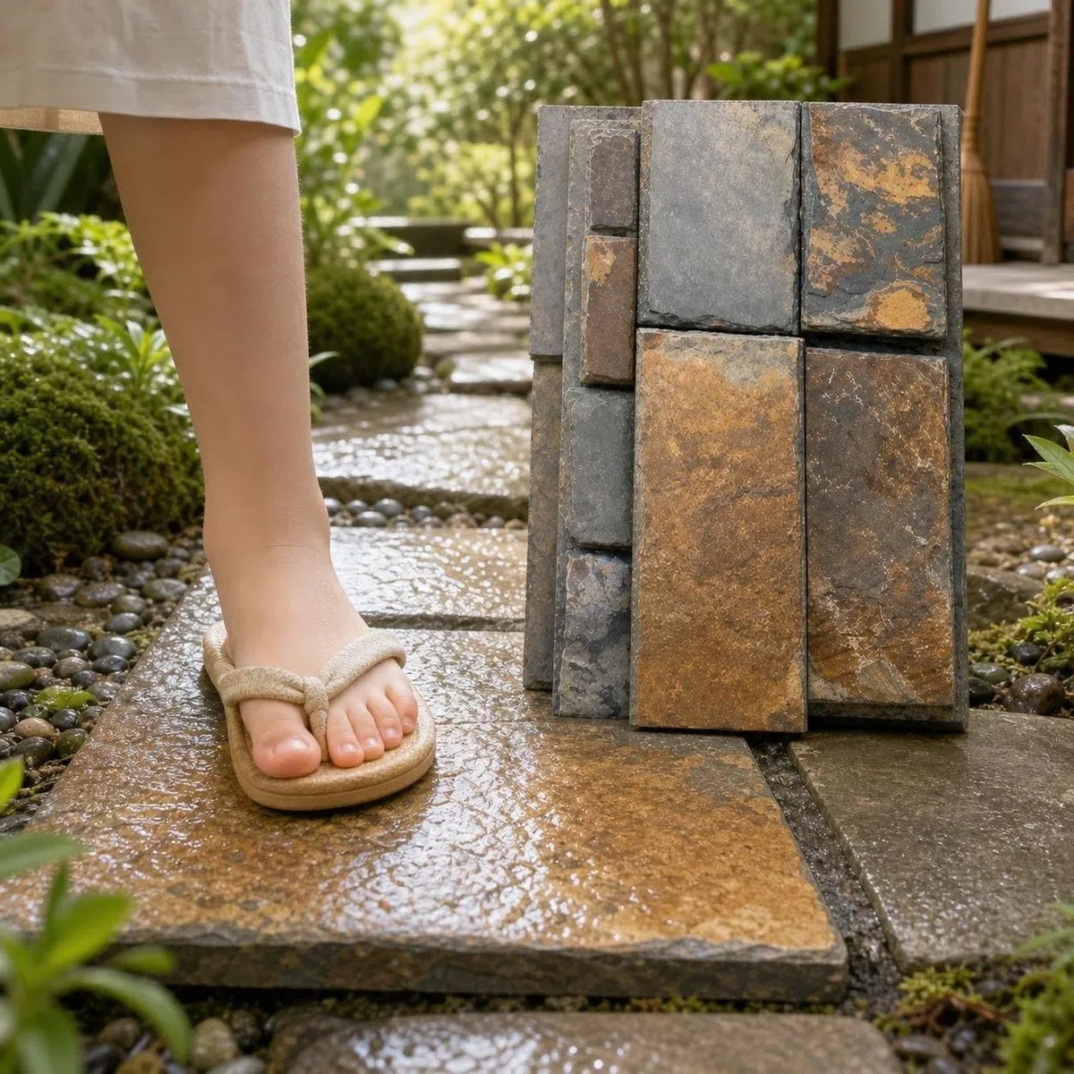 Pietre da Giardino per Camminamento Antiscivolo, Mattonelle da Giardino in, Pietra per pavimentazione rettangolare 30x60 cm