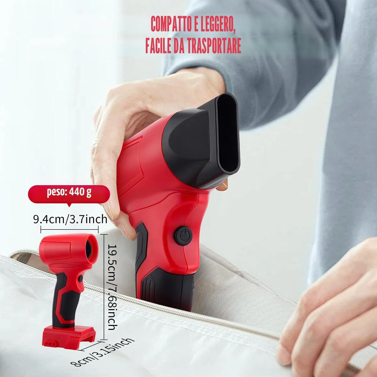 Mini Soffiatore Compatibile Con Milwaukee 18v, 130000rpm Soffiatoren a Batteria Senza Spazzole, Regolazione Continua Della Velocità, Soffiante Turbo Per Foglie, Pulizia, Auto (Batteria Non Inclusa)