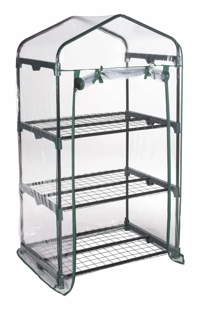 Serra da Giardino e Balconi con copertura in PVC impermeabile per Orti, Piante e fiori (3 Ripiani - 69x49x125H cm)