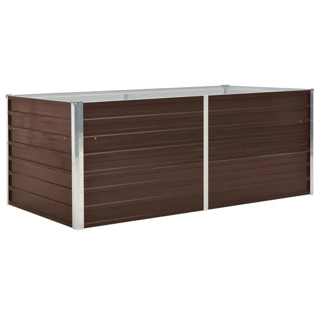 vidaXL Letto di Coltura Rialzato Cura Piante Orto da Balcone Bordo Arrotondato Elegante Fiori Vaso Fioriera 160x80x45 cm in Acciaio Zincato Marrone