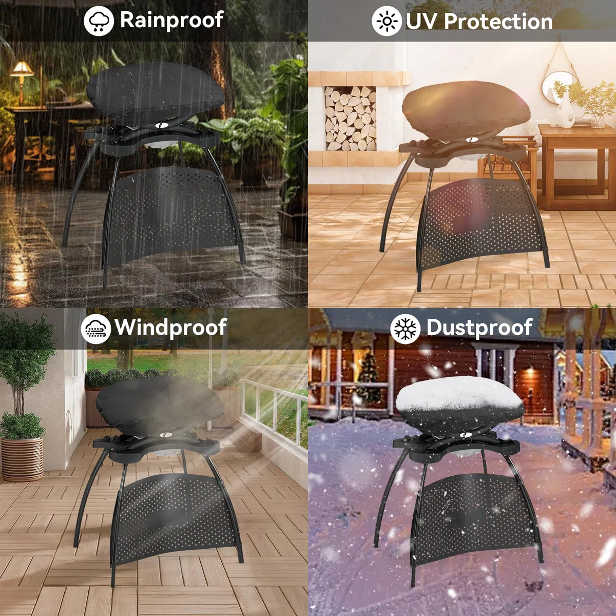 onlyfire BBQ griglia a Gas di Copertura per Barbecue per Weber Baby Q, Q200 Q220 e Q2000 Gas Griglie, Nero