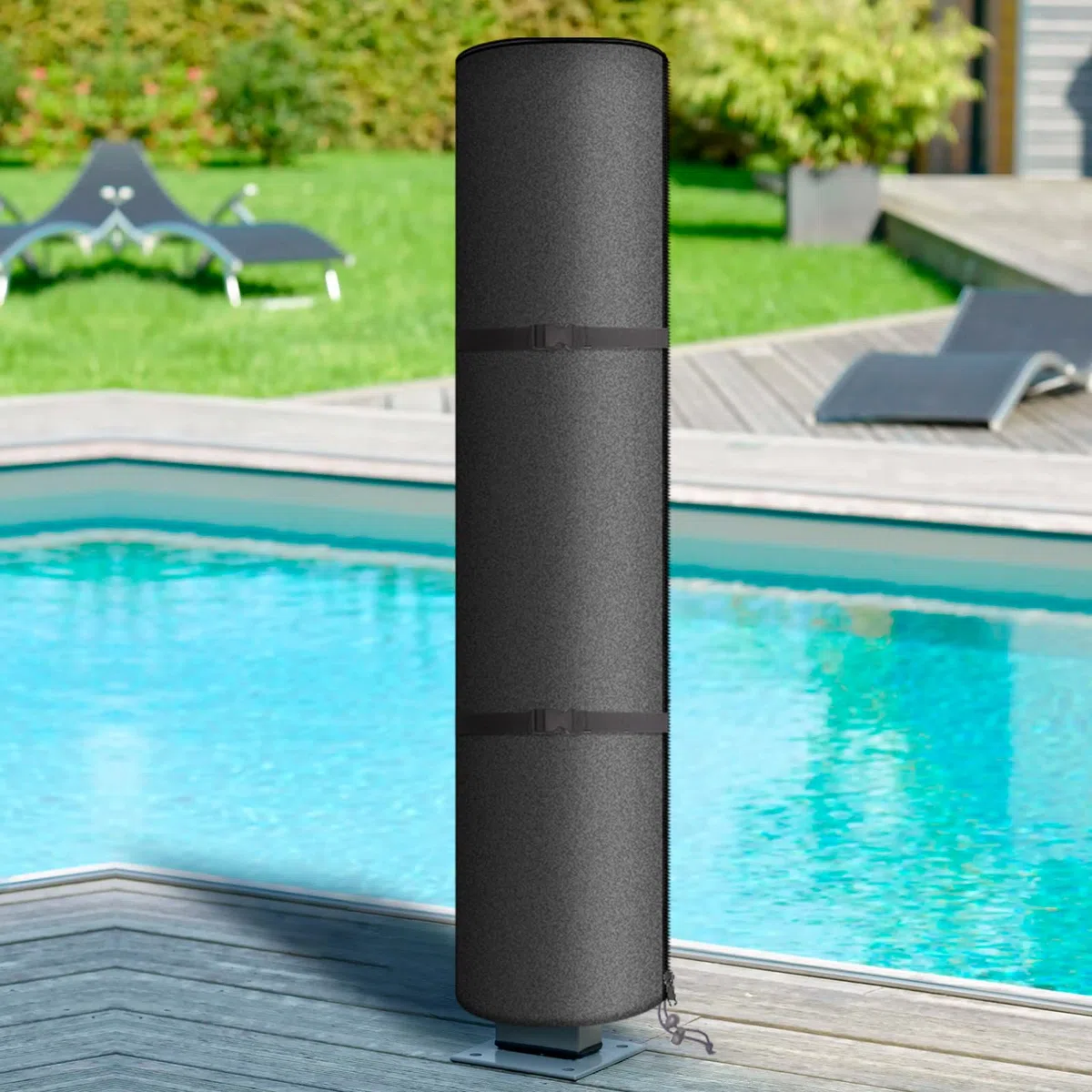 Copertura per doccia solare, 230 x 70 cm, impermeabile, per doccia esterna, con rivestimento UV, per mobili da giardino, con cinghie con fibbia e tasche