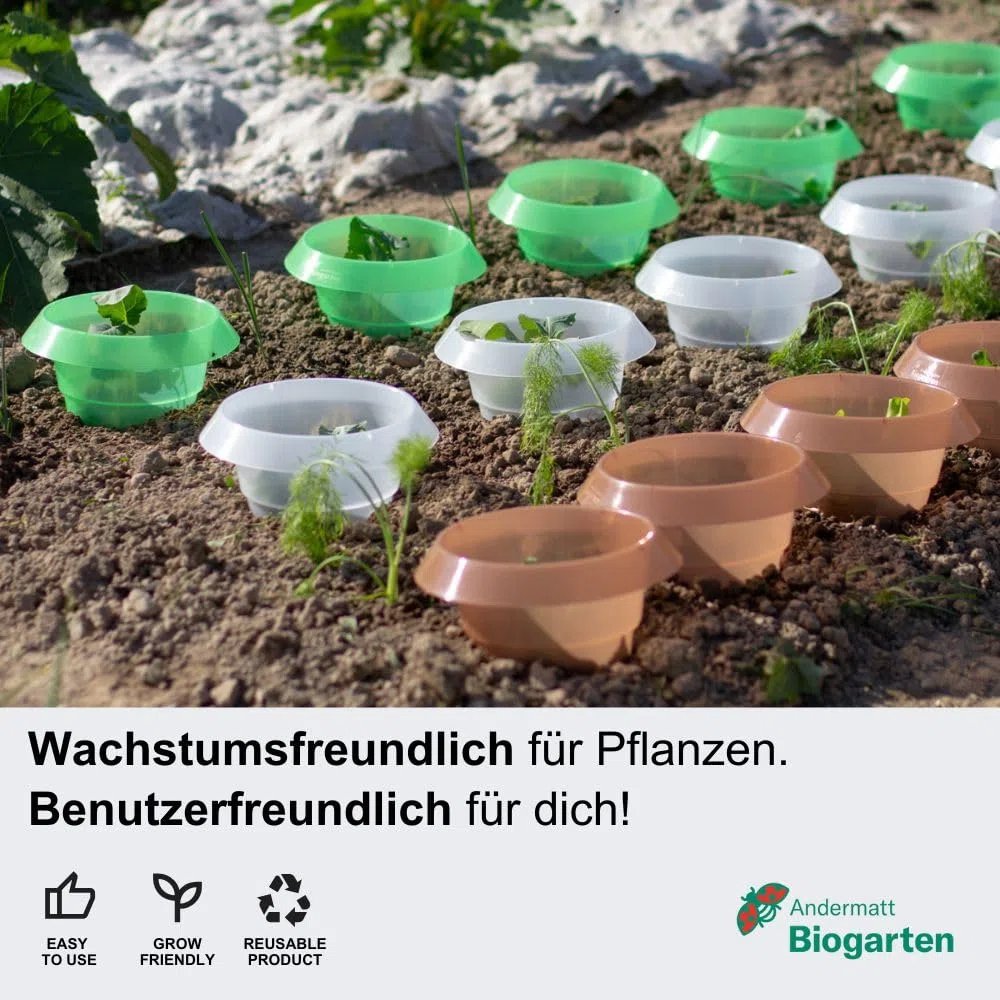 Andermatt Biogarten StopLumache PP – Confezione da 12, Protezione Contro Le lumache, Collare Anti-lumache Riutilizzabile in Materiale Riciclato, L'Originale Svizzero, Verde