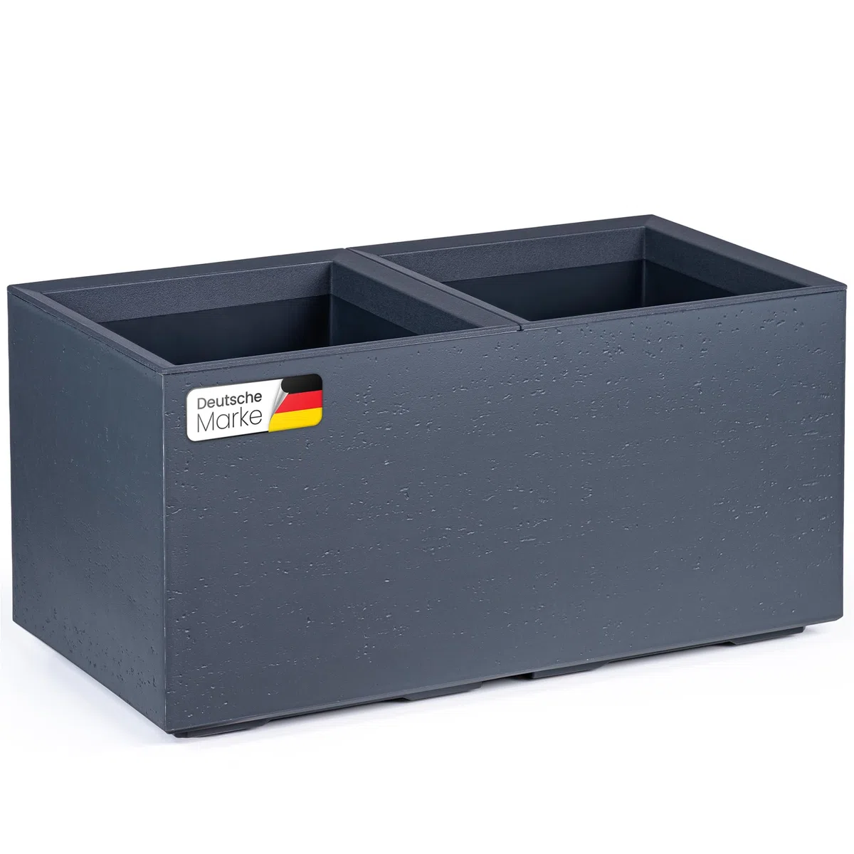 KONZEPT Vaso fioriera grande rettangolare da 40 x 80 x 40 cm con ruote, per interni ed esterni, quadrato, aspetto in cemento, in plastica, mobile, ideale per il giardino, la terrazza, il balcone e gli
