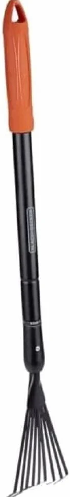 BLACK+DECKER Laubrechen BXGTTO7050 – Regolabile da 77 a 110 cm – Rastrello – Rastrello – Resistente alla ruggine – Nero/Arancione