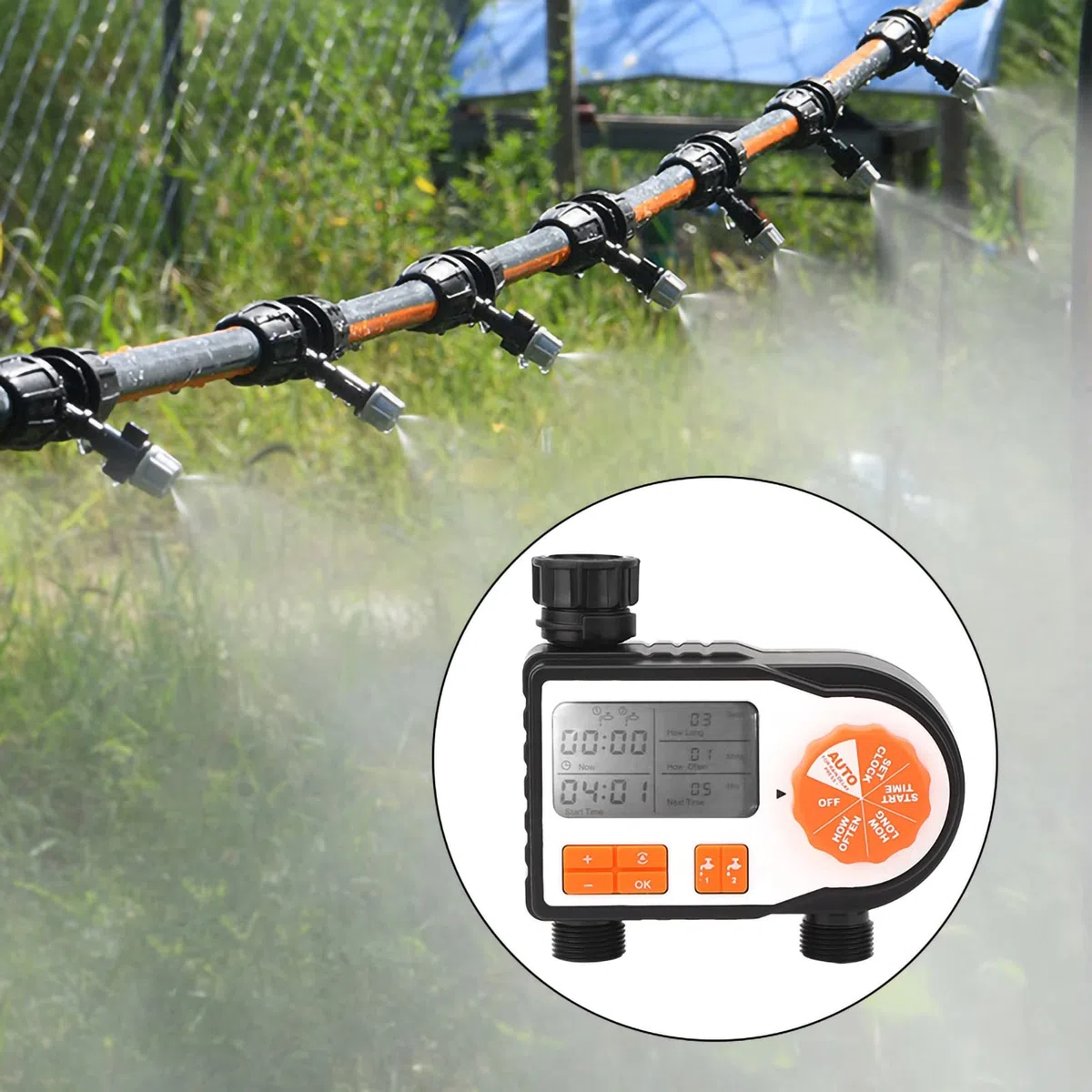 Timer per Irrigatore, Display LCD Timer Elettronico per Irrigazione da Giardino Regolatore di Irrigazione per Irrigazione Automatica per Serra da Cortile per Terreni Agricoli