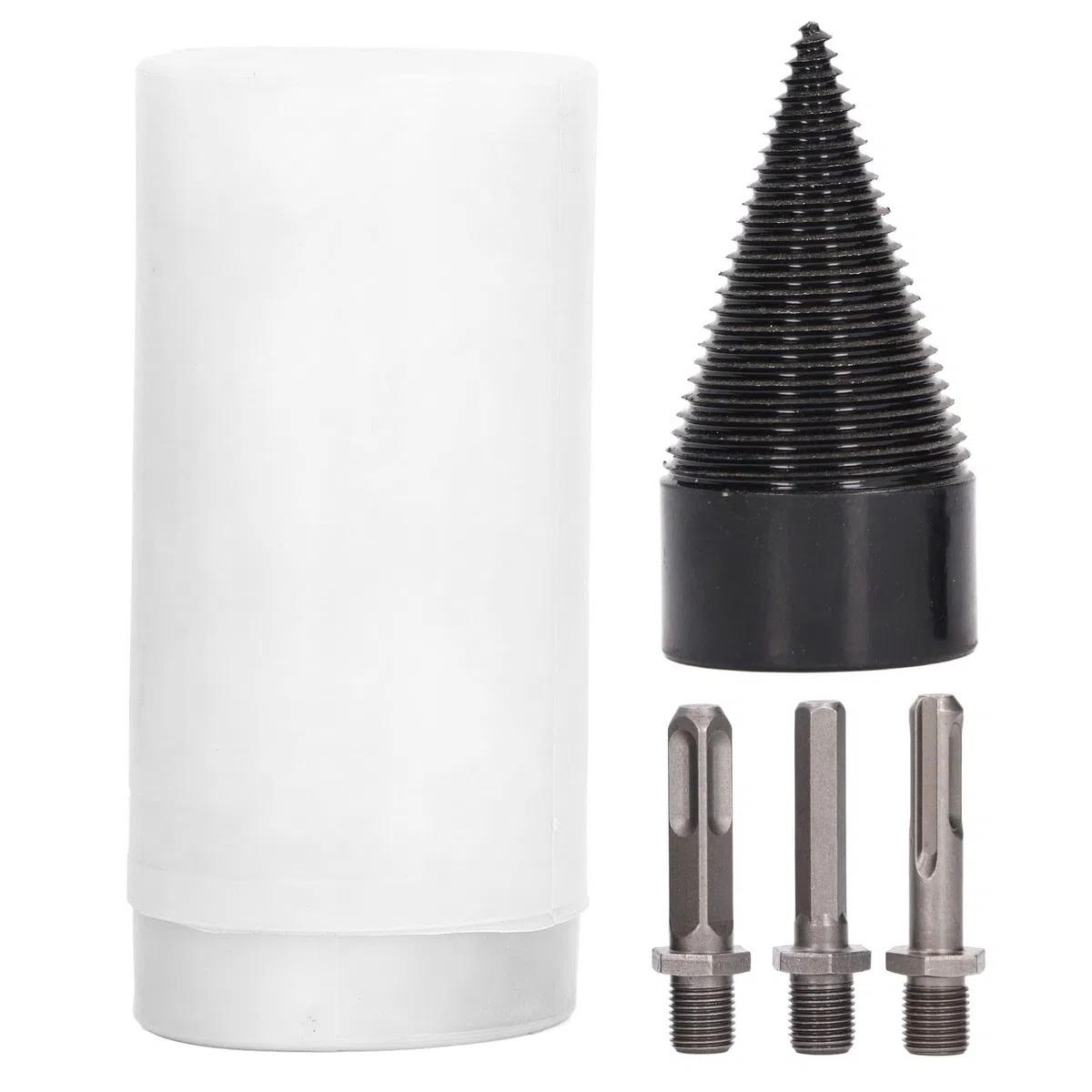 Punte Trapano per Spaccalegna, 4 Pezzi 64 Mm Set di Punte Trapano per Spaccalegna Trapano Avvitatore a Cono Punta per Legna Ardere Cono per Spaccare il Legno Trapano per(50mm / 1.97in)