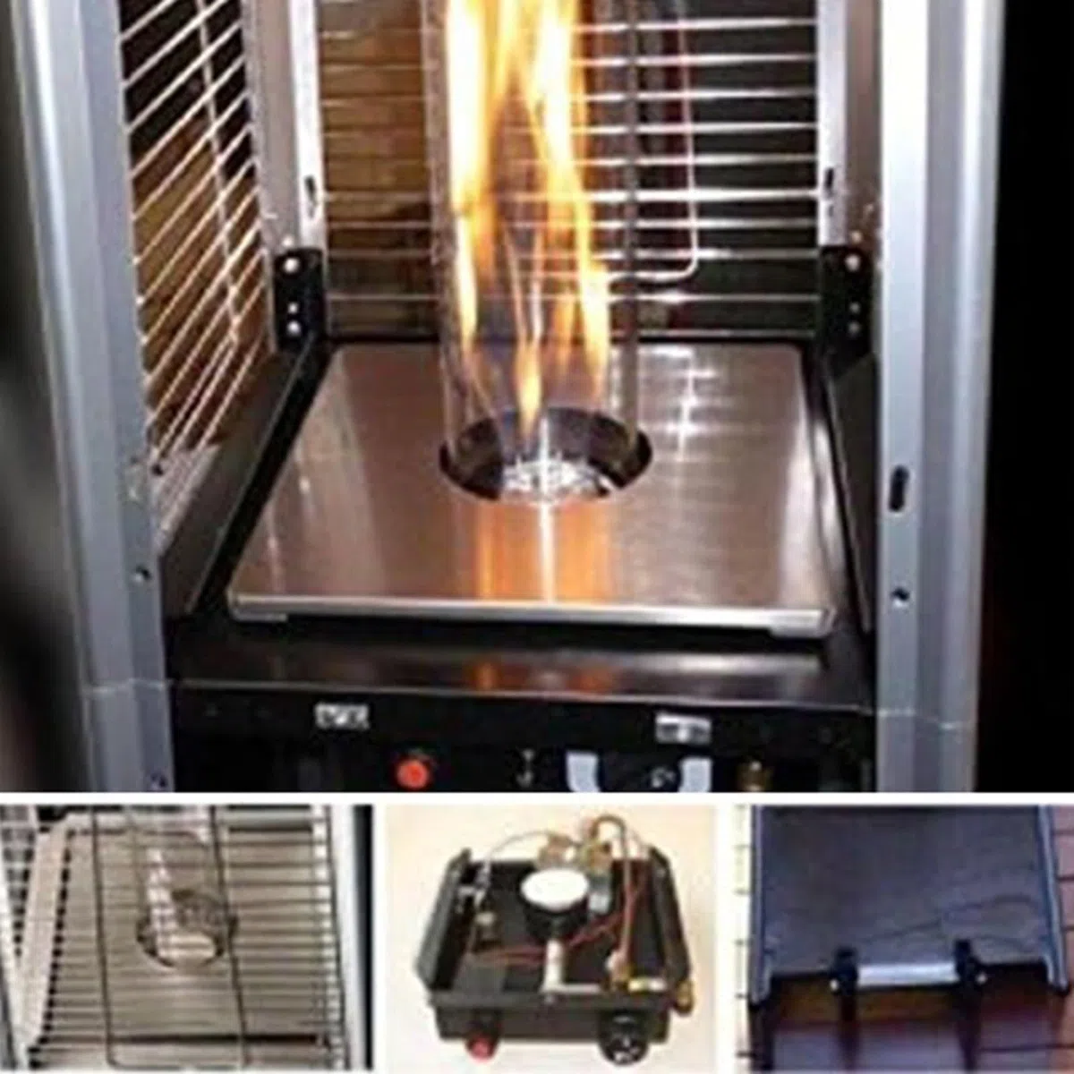47000 BTU Kit di ricambio per modulo bruciatore riscaldatore per patio con scatola di controllo Montaggio a pavimento in metallo Parti riscaldanti esterne (B)