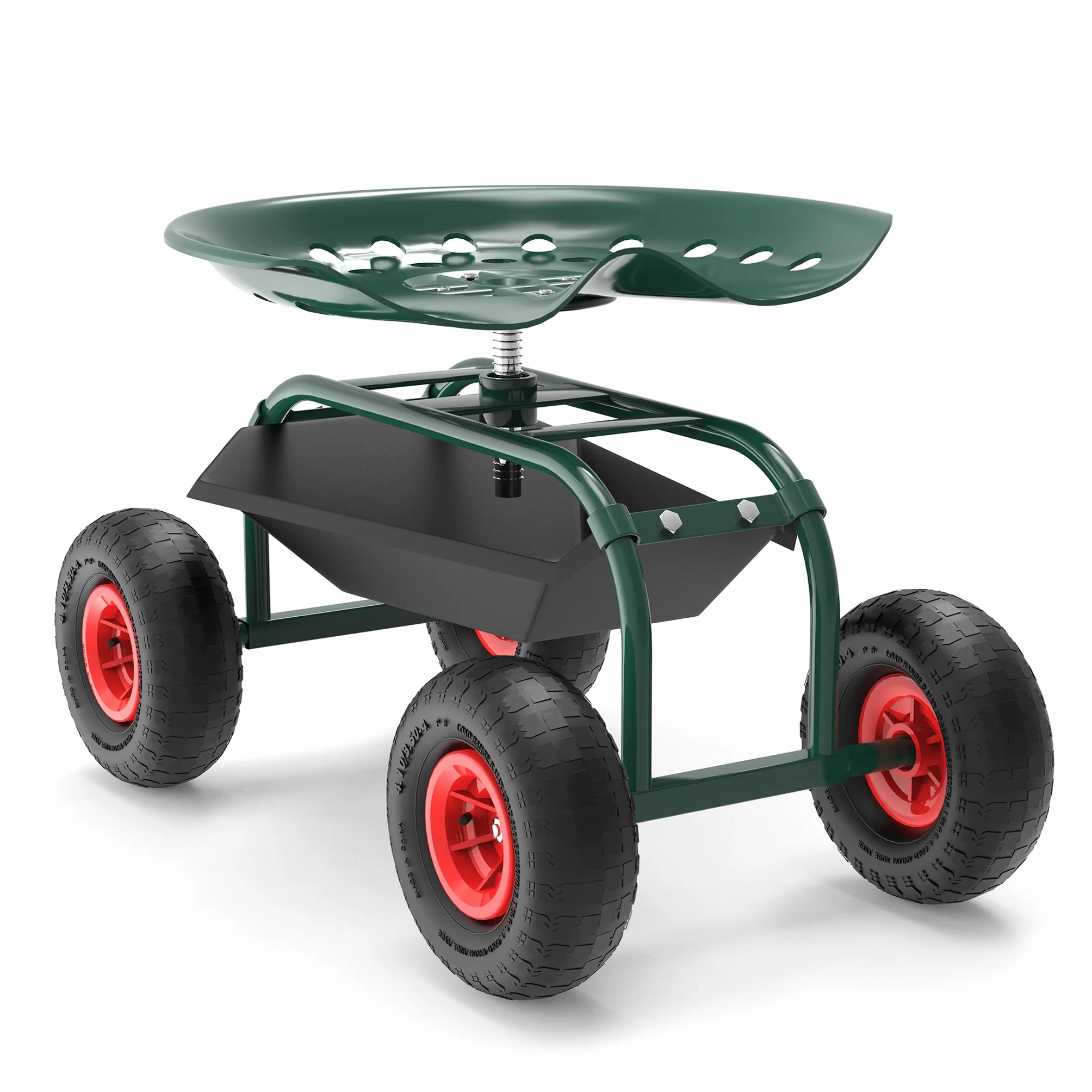 Wiltec Sgabello da Giardinaggio e Officina con Ruote e Porta Oggetti, Sgabello a Carrello, Portata 150 kg