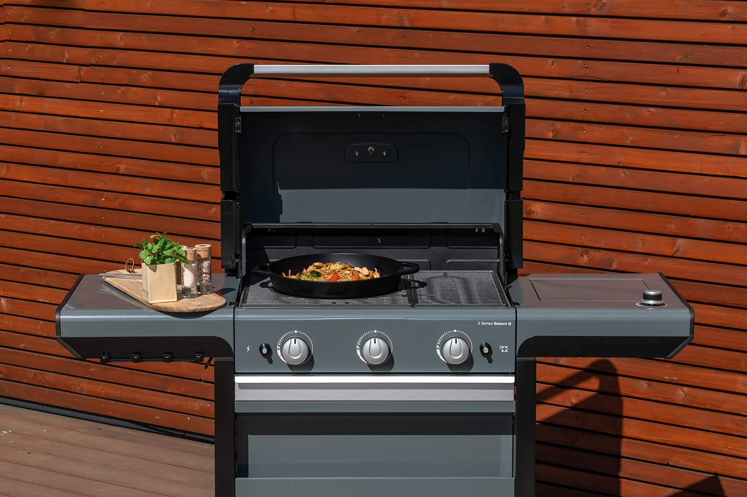 Campingaz Mandarin Wok per Griglie a Gas con Culinary Modular System, Padella Wok in ghisa, con Rivestimento Antiaderente e Manici & Culinary Modular Pietra Rotella Taglia Pizza, Argento