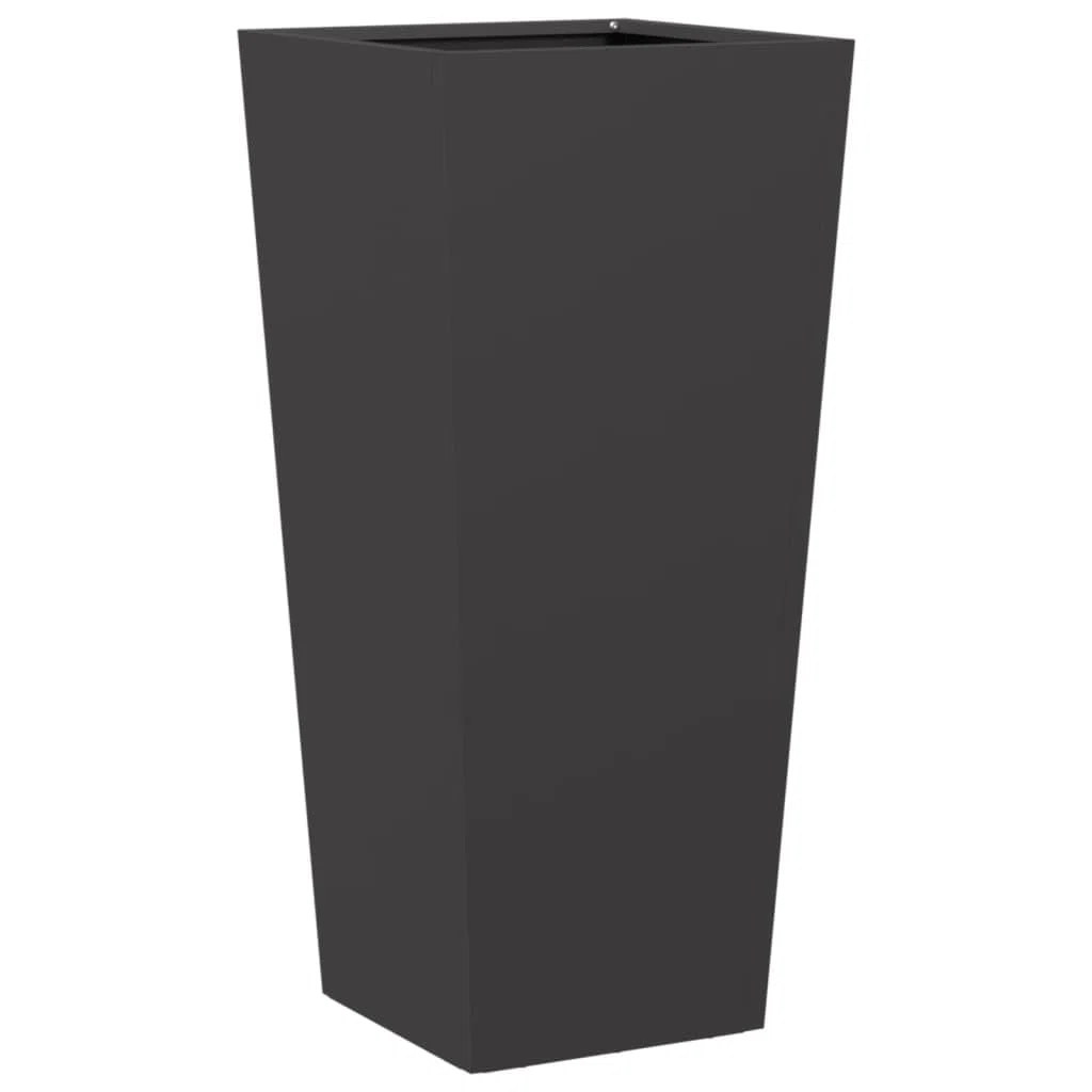 vidaXL Fioriere da Giardino 2 pz Nere 35x35x75 cm in Acciaio, fioriera, fioriera da Patio, Vaso Fiori da Esterni, fioriera da Esterno