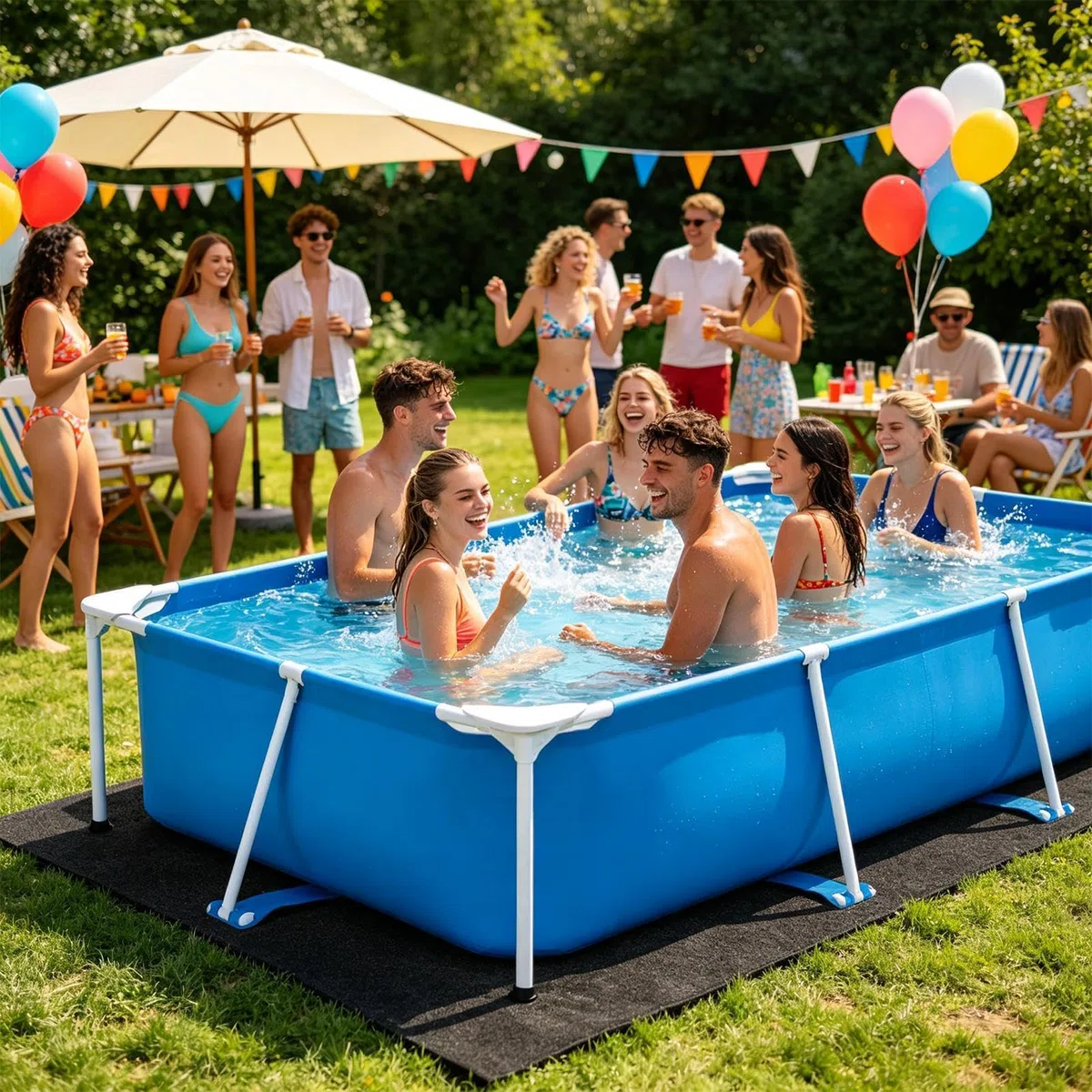 Tappeto di Protezione Terreno Piscina Quadrato Ispessito Protezione Anti | Sottofondo per Piscina per Casa Resort Libero Ville Comunità Hotel Giardino Cortile Terrazza