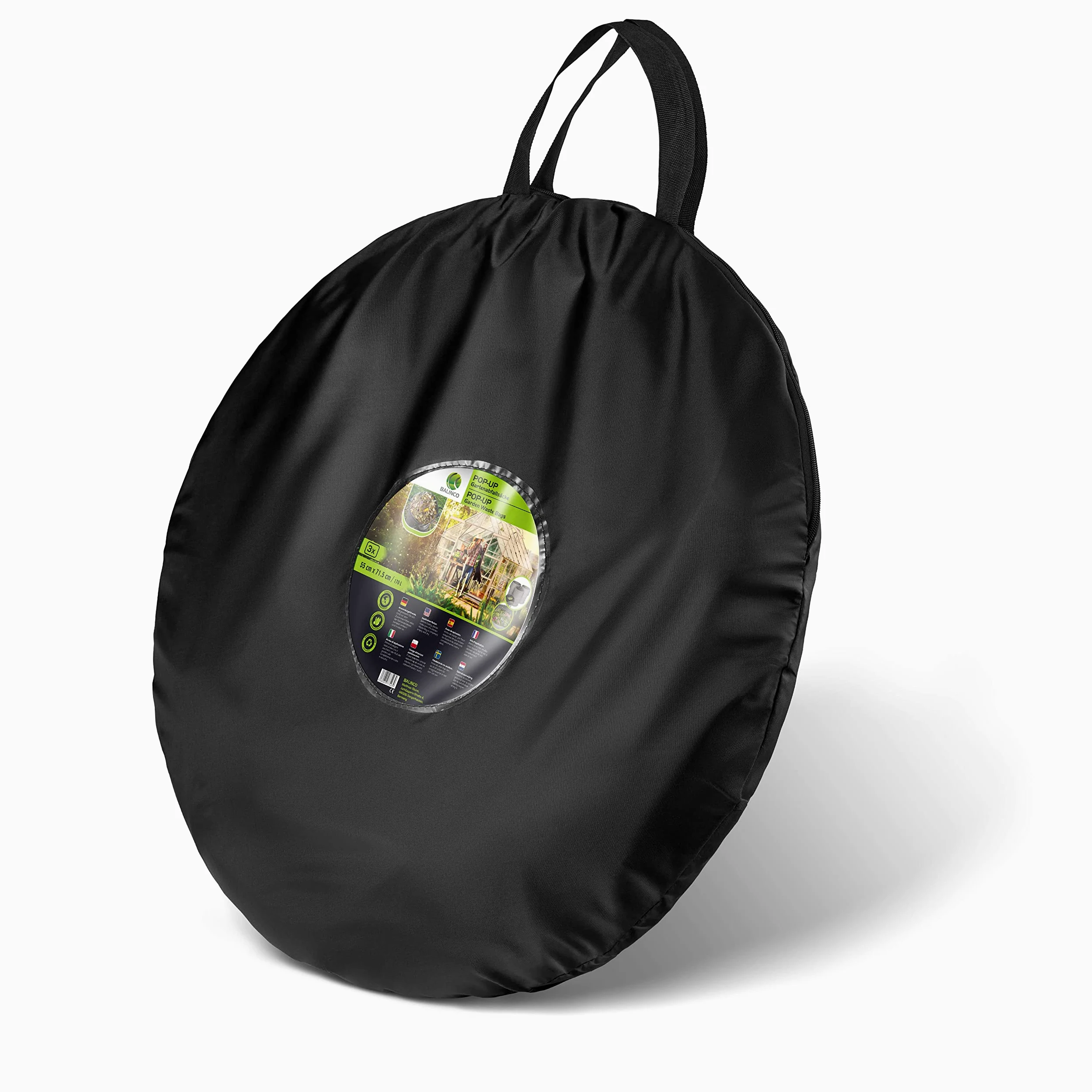 3x 170 litri sacco pop-up per rifiuti da giardino grigio autoportante e stabile | sacco per foglie | sacco per rifiuti verde pieghevole, grande in poliestere estremamente robusto 220 g/m²
