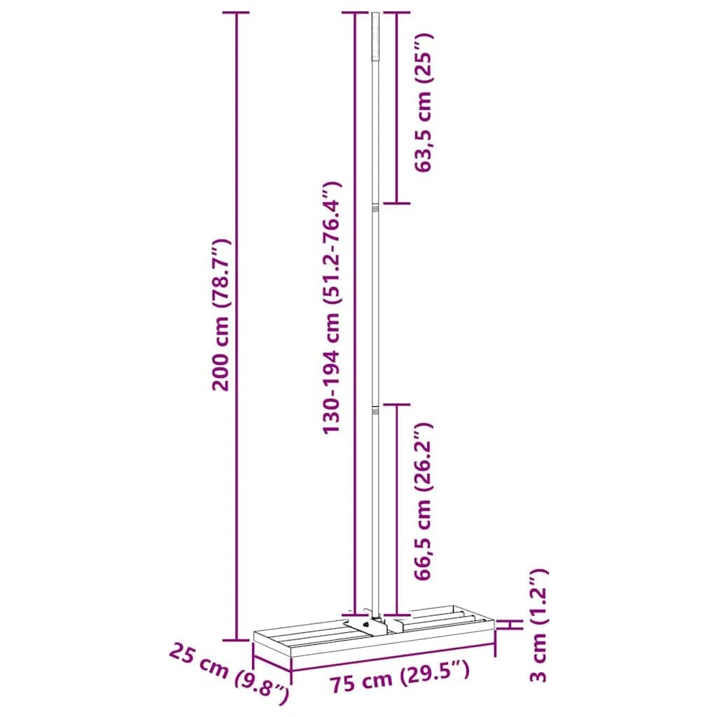 vidaXL Tuin Egalisatie Hark Zilver 75 x 25 x 200 cm Roestvrij staal