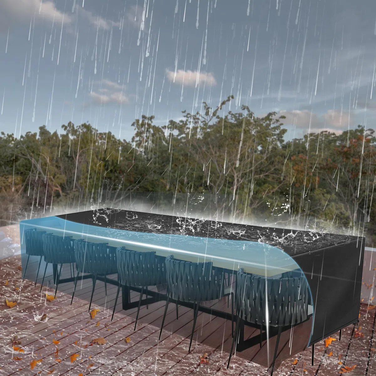 Copertura Protettiva per Tavoli da Giardino 140x70x100/LxWxH Copertura Tavolo Esterno Impermeabile Resistente ai Raggi UV Coperturas per Mobili da Giardino, 420D Oxford Copri Tavolo