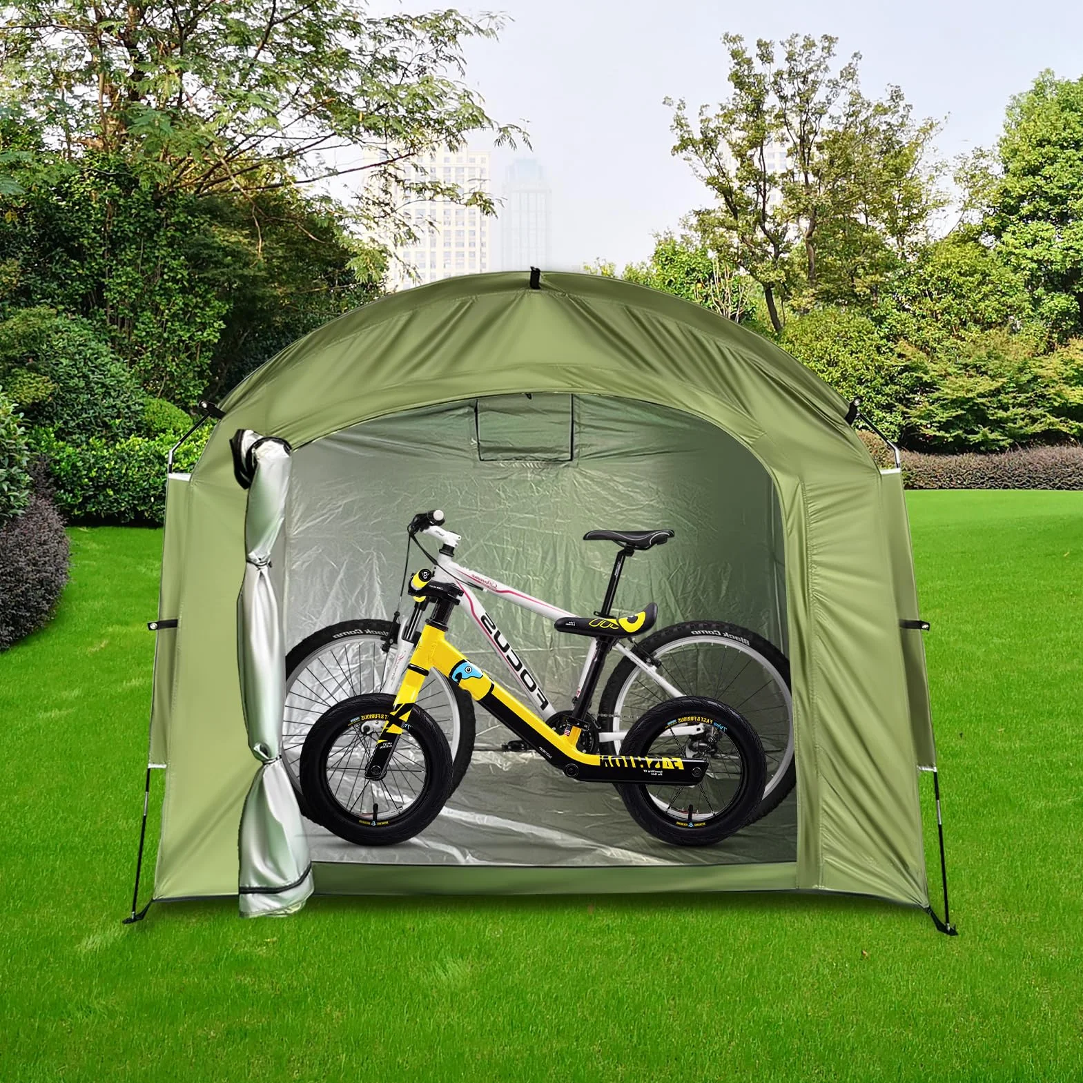 Tenda per bicicletta, portatile, tenda per attrezzi, per bicicletta, garage, per esterni, campeggio, giardino, tenda a cupola, tessuto Oxford 210D, per biciclette, moto, attrezzi da giardino, tosaerba