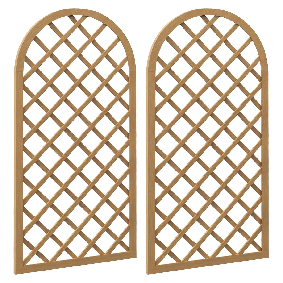 Outsunny Set di 2 tralicci in legno per il giardino - pannello ad arco per piante rampicanti - dim. un pannello: 60L x 120H cm