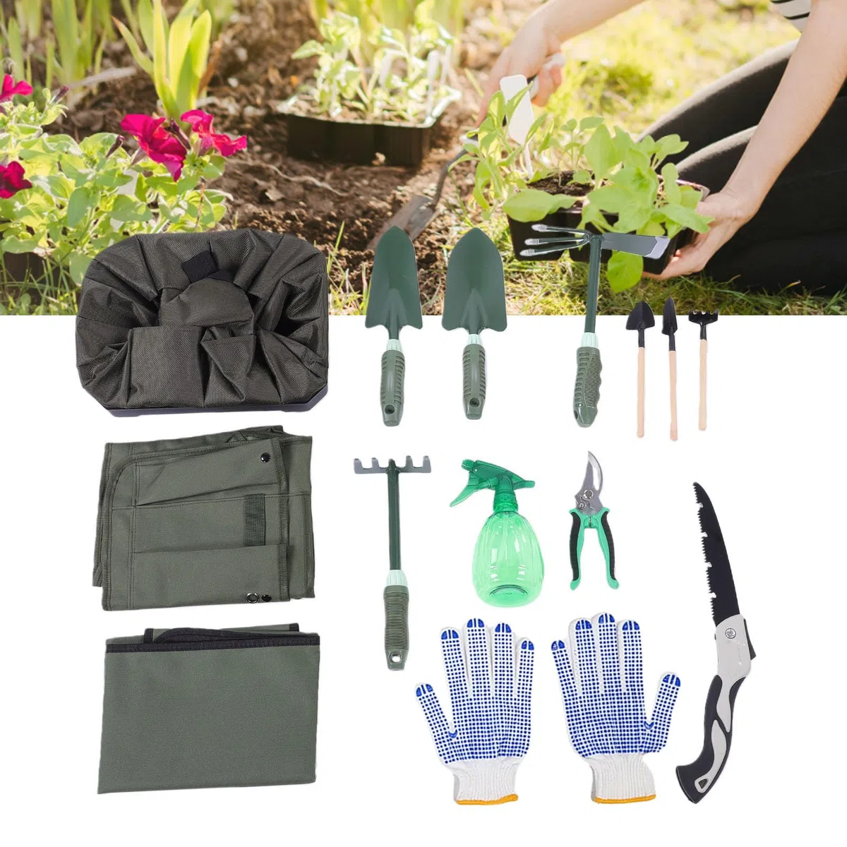 Set Attrezzi Da Giardinaggio, Rivestimento Antiruggine Manico Ergonomico Set Attrezzi Da Giardino, Kit Da Giardinaggio Per Donne Con Borsa Di Grande Capacità E Per La Mamma Festa Della Mamma
