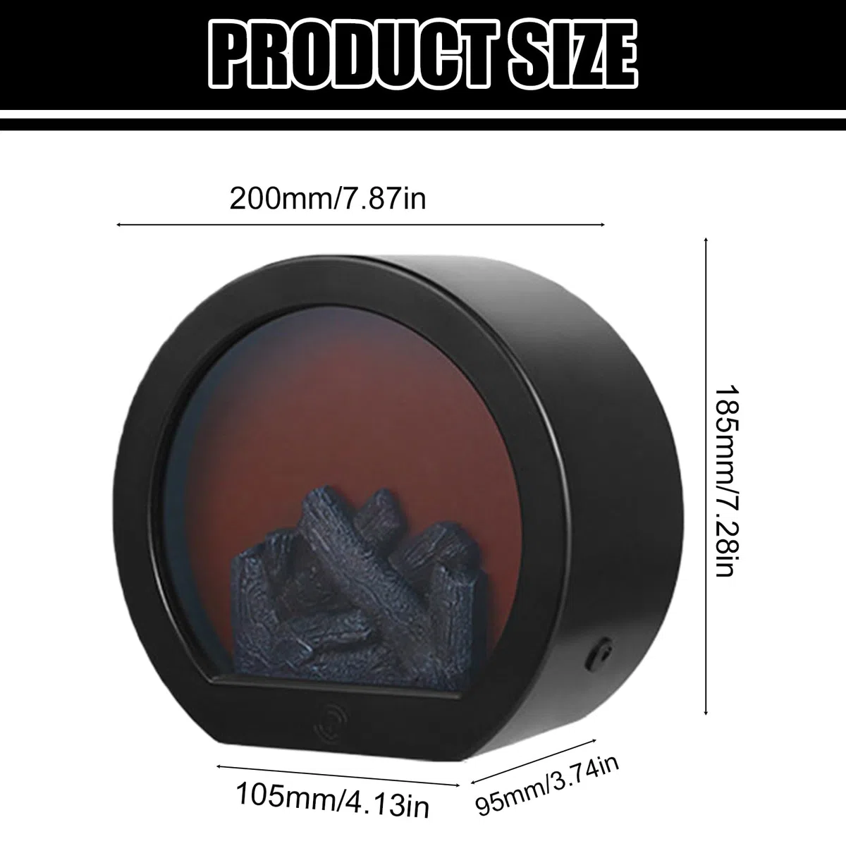 Caminetto a LED Touch Control Camini Elettrici Effetto Fiamma Decorazione Camino Simulazione Fuoco per Interni ed Esterni, Ingresso Terrazza, Camera da letto, 20 x 9,5 x 18,5 cm