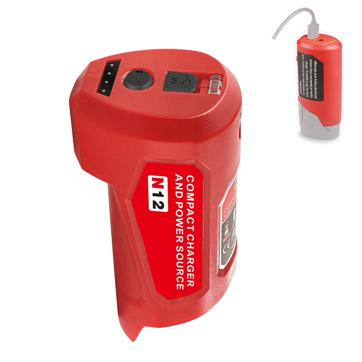 Adattatore Milwaukee per batteria 12 V, ingresso C, uscita USB e DC 12 V per guaina riscaldante, ricambio 48-59-1201 49-24-2310