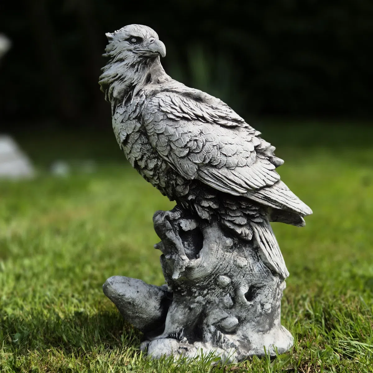 Abriq Aquila sulle rocce, decorazione da giardino realistica in pietra grezza resistente alle intemperie, antigelo per esterni, statua di aquila sulla roccia, aquila reale, altezza: 34 cm, 6 kg