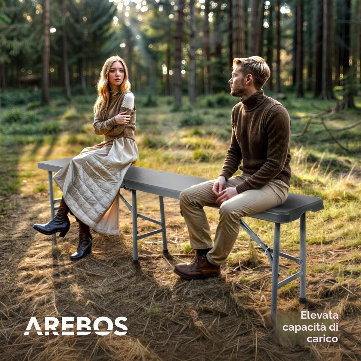 AREBOS Set 2 panchine pieghevoli da birra con maniglia per trasporto 183 x 28 x 43 cm | Ideali per campeggio, giardino e feste | Antracite
