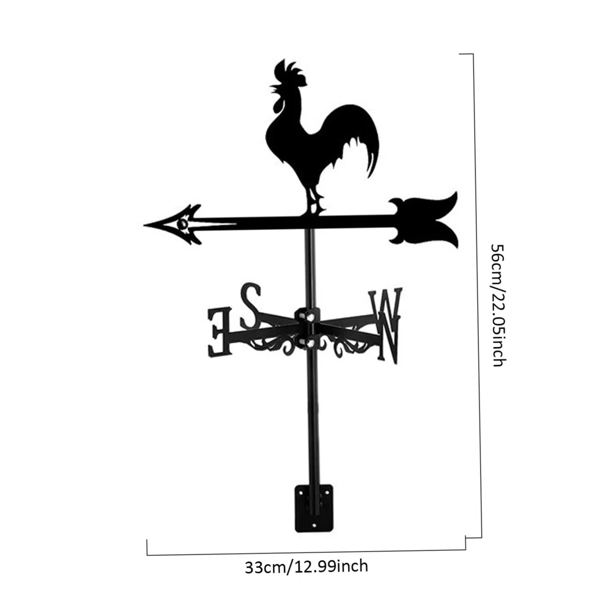 Segnavento decorativo a forma di animale, 33 x 55,9 cm, indicatore di direzione del vento per cortile, giardino, fattoria, gallo