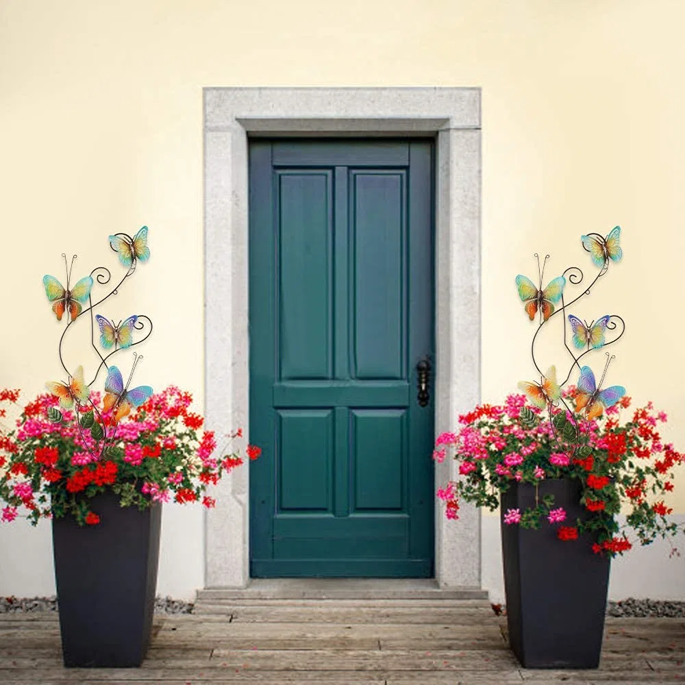 83CM Farfalla Decorazione per Metallo Giardino, Farfalle Paletto Giardino in Metallo Decorazione per Cortile, Decorative Scultura da Giardino, Figurine Decorazione per Esterni Giardino Prato Patio