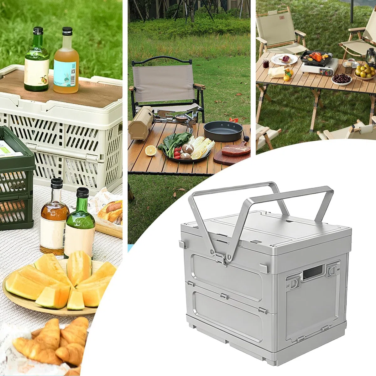 Basket da Campeggio Con Manico E Ampia Capacità Di Conservazione | Box Da Campeggio Con Tavolo E Picnic Per Outdoor Viaggi Escursionismo Pesca Feste Vacanze Cibo Snack Utensili