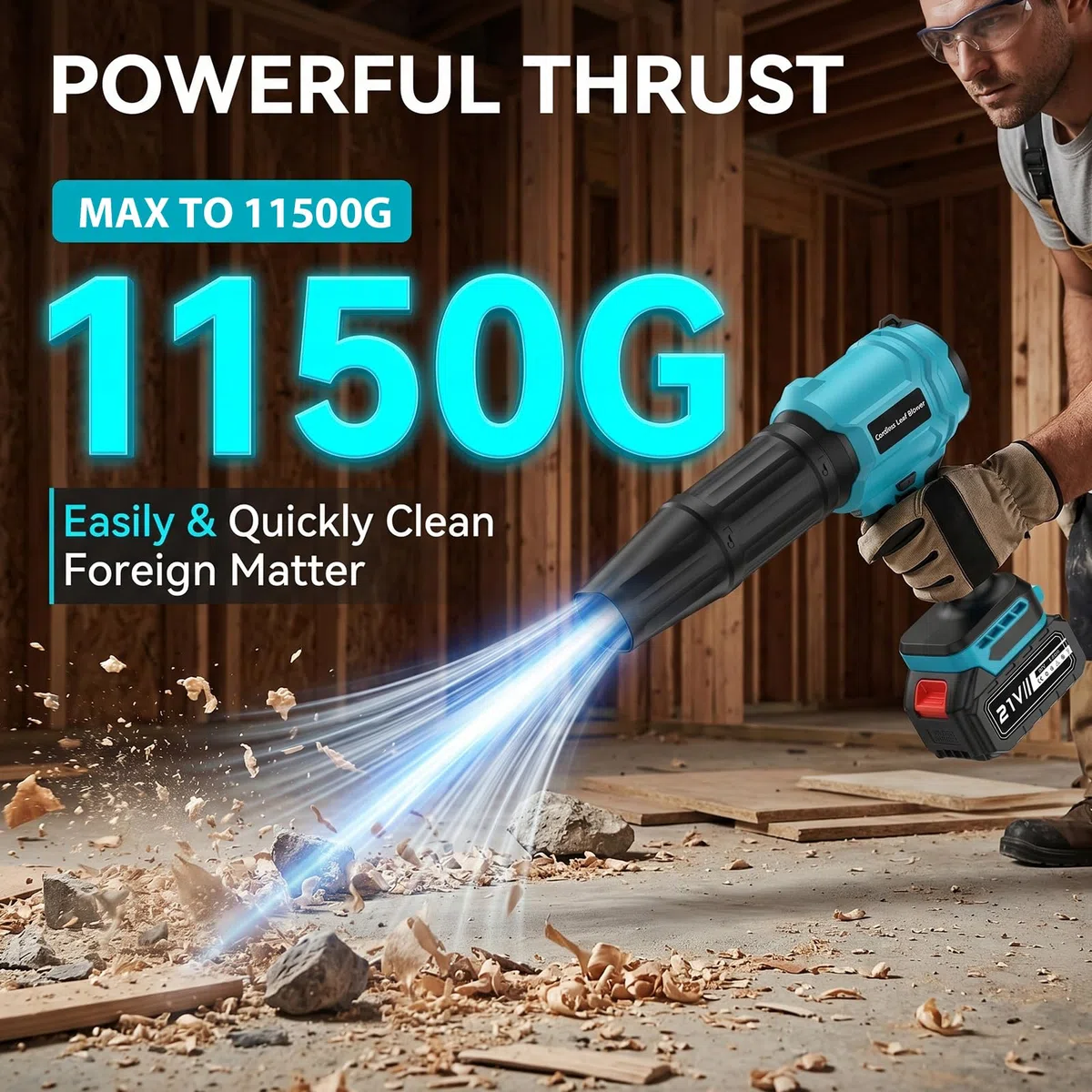 Soffiatore a batteria con 2 batterie da 4,0 Ah, motore turbo da 800.000 giri/min, velocità dell'aria 65 m/s, soffiatore senza fili con regolazione continua e 2 tubi di soffiaggio per giardino