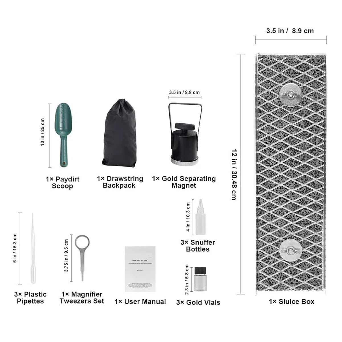 Kit Per La Ricerca 'oro - Con Canaletta Di Lavaggio, E Portatile | Kit Per La Ricerca 'oro Con Muschio Da Minatore | Per Esplorazione E Avventura All'aperto In Laghi, Fiumi, Torrenti E