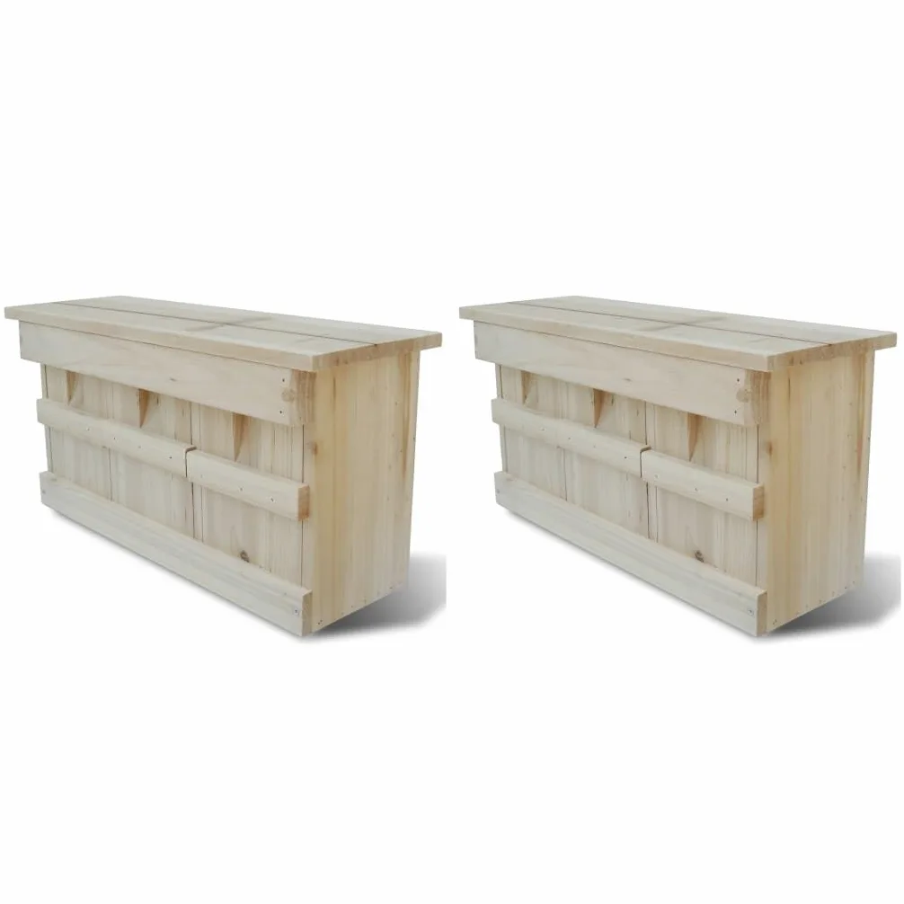 Set di 2 casette per moscelli in legno massiccio, casetta per uccelli con 3 camere di incubazione, nido per il giardino, 44 x 15,5 x 21,5 cm